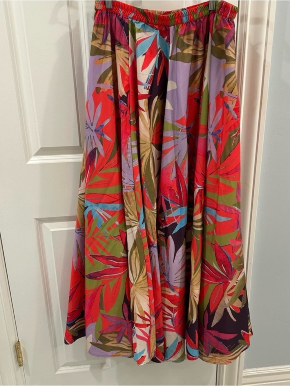Rachel Zoe Tropical Palm Print Maxi Skirt Boho Pink & Purple Floral Size Medium - Picture 3 of 9